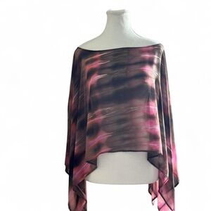 Chic Pink and Brown Sheer Poncho
